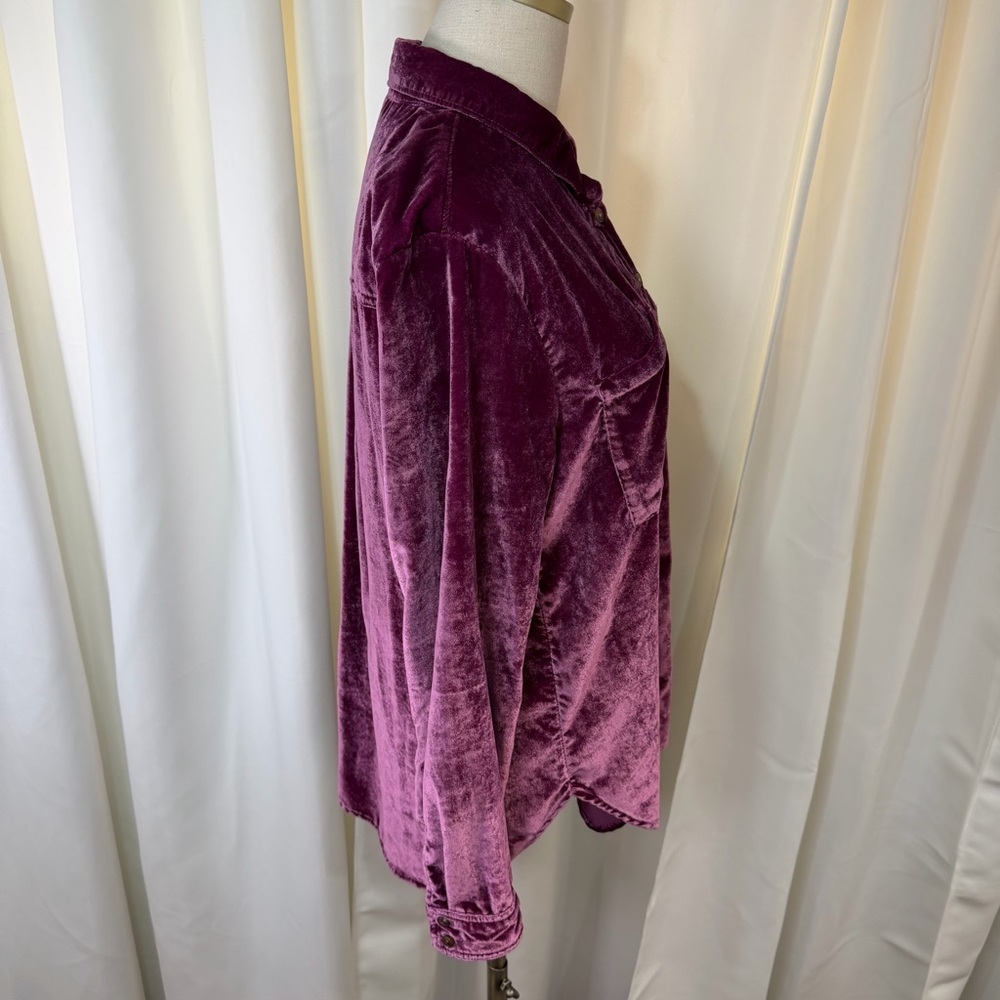 Pilcro ‘Relaxed Fit Velvet Button Down Shirt’ in Magenta / Purple Size Medium - Picture 13 of 15